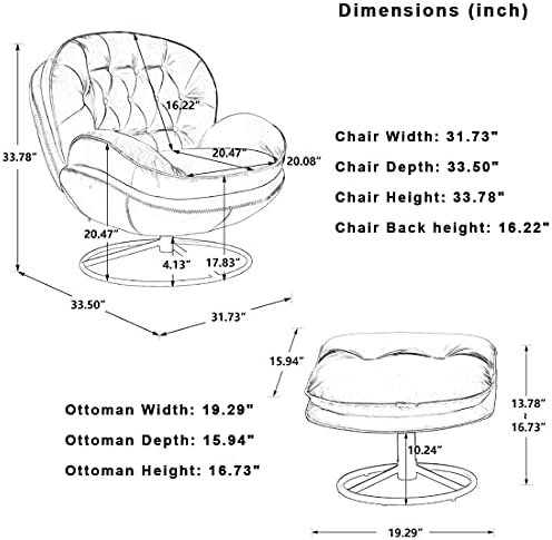 Baysitone Velvet Swivel Accent Chair with Ottoman Set, Modern Lounge Chair with Footrest, Comfy Armchair with 360 Degree Swiveling for Living Room, Bedroom, Reading Room, Home Office