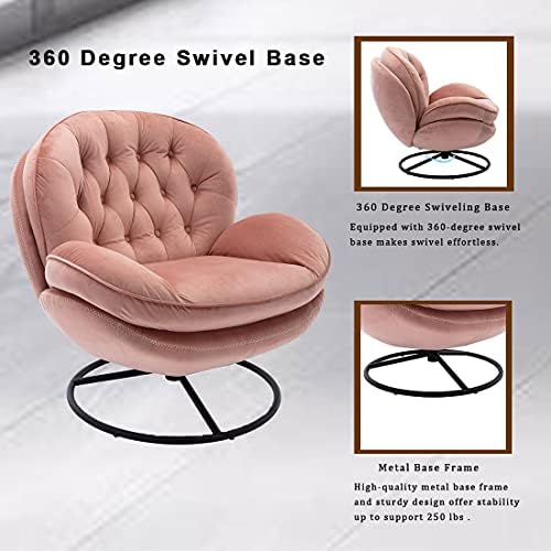 Baysitone Velvet Swivel Accent Chair with Ottoman Set, Modern Lounge Chair with Footrest, Comfy Armchair with 360 Degree Swiveling for Living Room, Bedroom, Reading Room, Home Office