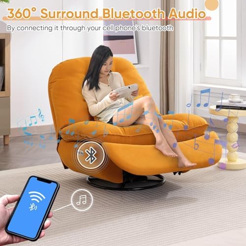 Oversized Electric Recliner Chair, 360 Swivel Rocking Glider Rocker for Adults Modern Ergonomic Lounge Chair Living Room with Phone Stand & Smart Voice Control Theater Seating