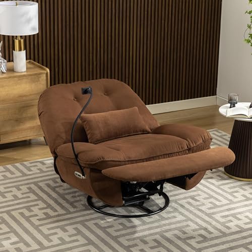 Oversized Electric Recliner Chair, 360 Swivel Rocking Glider Rocker for Adults Modern Ergonomic Lounge Chair Living Room with Phone Stand & Smart Voice Control Theater Seating