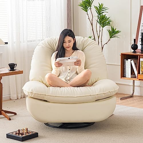 Extra grote elektrische relaxfauteuil, 360 graden draaibare schommelstoel met glijders voor volwassenen, moderne ergonomische loungestoel, woonkamer met telefoonstandaard en slimme spraakbesturing, theaterzitplaatsen