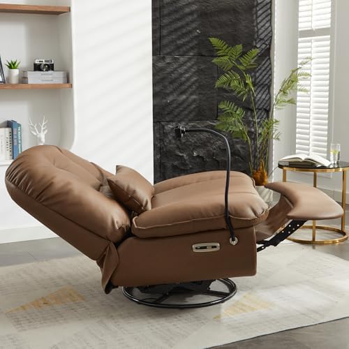 Oversized Electric Recliner Chair, 360 Swivel Rocking Glider Rocker for Adults Modern Ergonomic Lounge Chair Living Room with Phone Stand & Smart Voice Control Theater Seating