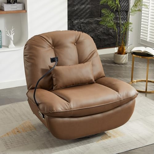 Oversized Electric Recliner Chair, 360 Swivel Rocking Glider Rocker for Adults Modern Ergonomic Lounge Chair Living Room with Phone Stand & Smart Voice Control Theater Seating