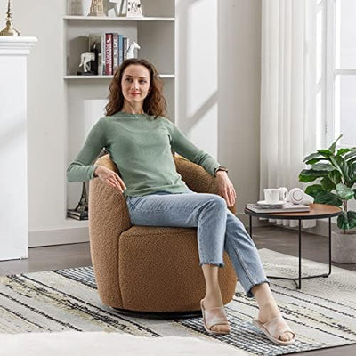 Moderne draaibare tonvormige stoel – Ergonomische, comfortabele loungestoel voor woonkamer, slaapkamer, kantoor en meer