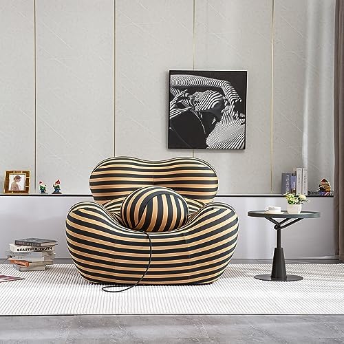 Modern Striped Accent Chair with Ottoman – Comfortable and Vibrant Lounge Seating