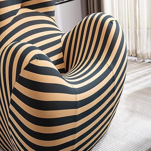 Modern Striped Accent Chair with Ottoman – Comfortable and Vibrant Lounge Seating