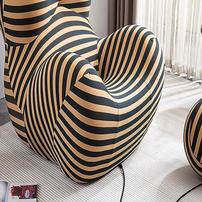 Modern Striped Accent Chair with Ottoman – Comfortable and Vibrant Lounge Seating