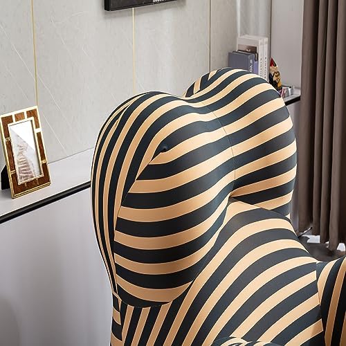 Modern Striped Accent Chair with Ottoman – Comfortable and Vibrant Lounge Seating