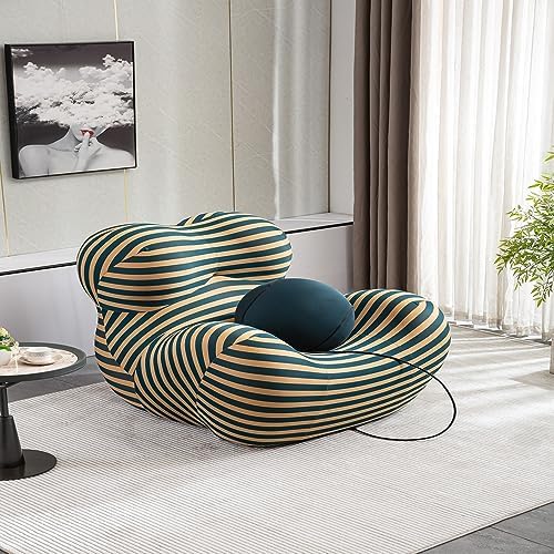 Modern Striped Accent Chair with Ottoman – Comfortable and Vibrant Lounge Seating