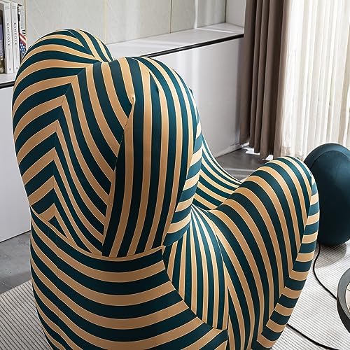 Modern Striped Accent Chair with Ottoman – Comfortable and Vibrant Lounge Seating