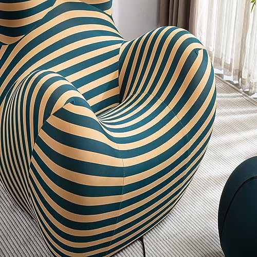 Modern Striped Accent Chair with Ottoman – Comfortable and Vibrant Lounge Seating