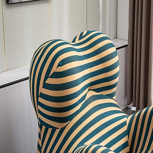 Modern Striped Accent Chair with Ottoman – Comfortable and Vibrant Lounge Seating