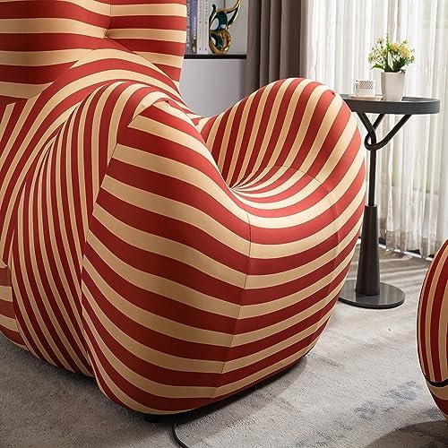 Modern Striped Accent Chair with Ottoman – Comfortable and Vibrant Lounge Seating