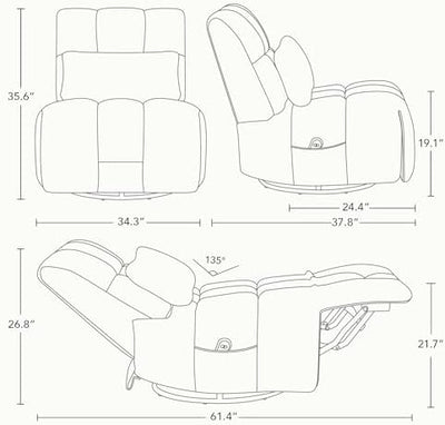 Ultieme Comfort Power Recliner Stoel met Draai- en Glijfunctie - Ergonomisch Ontwerp met Verstelbare Lendensteun